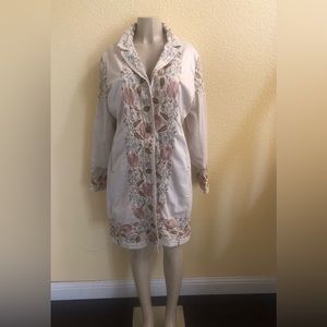Johnny was biya two ten ten five beige embroidered coat size L